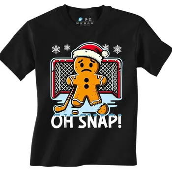 Chlapecké tričko Dětské tričko Zraněný Perníček Hokejista Oh Snap! (Velikost: 5-6, Barva: Černá)