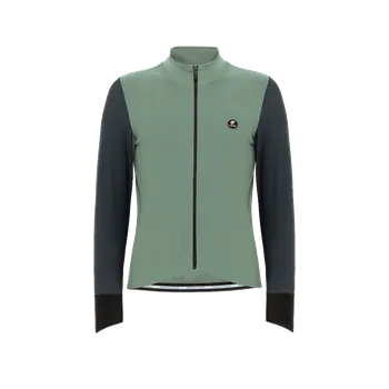 cyklistický dres Dres PISSEI Monviso Invernale Army/Grigio L