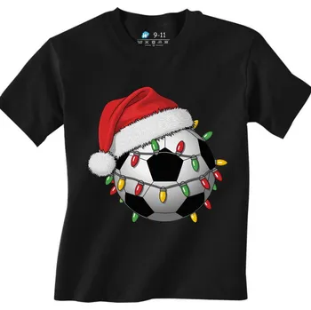 Chlapecké tričko Dětské tričko Vánoční Fotbalový Míč se Světýlky (Velikost: 12-13, Barva: Černá)