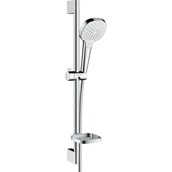 Sprchový set Sprchová souprava 4-dílná, HANSGROHE CROMA SELECT E VARIO 3JET sprcha 110x110 mm, 3 proudy, tyč, hadice, mýdlenka, bílá/chrom