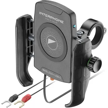 Držák telefonu Interphone Crab s bezdrátovým nabíjením a USB-C černý
