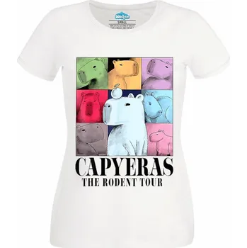 Dámské tričko Dámské tričko Hvězdná kapybara Turné hlodavce (Velikost: M, Barva: Bílá)