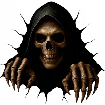 Samolepicí dekorace na vozidlo LEBKA V auto DRÁPY STRAŠIDELNÁ LEBKA 15x15