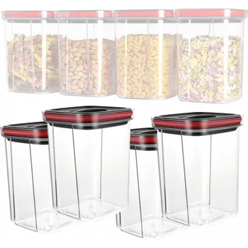 Dóza na potraviny PLASTOVÉ KUCHYŇSKÉ NÁDOBY NA POTRAVINY S VÍKEM, VZDUCHOTĚSNÉ, 4 x 1200 ML