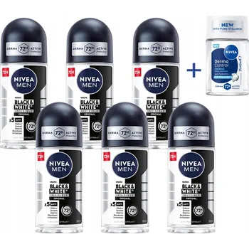 Nivea Men Black&White Antiperspirant 72h kuličkový pánský 50 ml x6 + mini