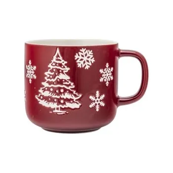 Hrnek porcelán 370ml Winter červený