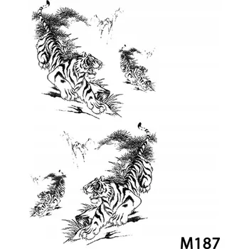 Odstranitelné tetování Dočasné tetování TATTOO 3D 19x9 Tygři černé