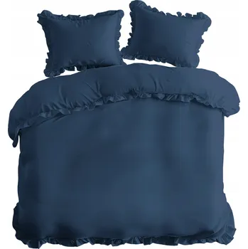 Povlečení Povlečení s volánky 160x200cm 100% BAVLNA BOHO styl povlečení barva DENIM