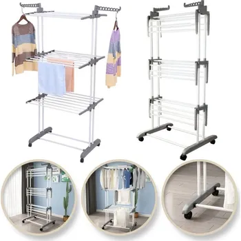 Sušák na prádlo Sušák na prádlo Ecarla balkonový volně stojící 40 kg 8 ramen na kolečkách