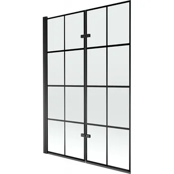 Vanová zástěna MEXEN - Castor vanová zástěna 2-křídlo 120 x 150, černá vzor, černá 892-120-002-70-77 MEXEN