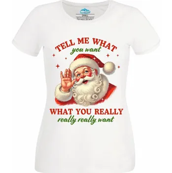 Dámské tričko Dámské tričko Zvědavý Santa (Velikost: S, Barva: Bílá)