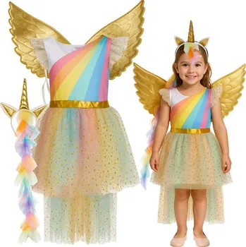 Karnevalový kostým Trojdílný kostým jednorožce 122-128 cm Kruzzel 26675