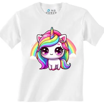 Dívčí tričko Dětské tričko Duhový Jednorožec z Pohádky (Barva: Bílá)