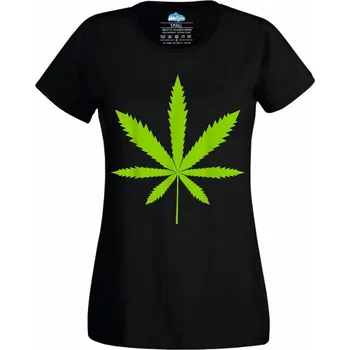 Dámské tričko Konopný List Marihuany (Velikost: 4XL, Barva: Černá)