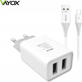 SÍŤOVÁ NABÍJEČKA 2x USB + KABEL MICRO USB VAYOX