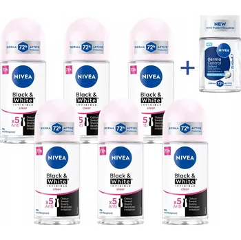 NIVEA Black&White Antiperspirant 72h dámský kuličkový 50 ml x6 + mini