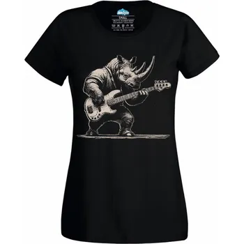 Dámské tričko Nosorožec s Kytarou (Velikost: 4XL, Barva: Černá)