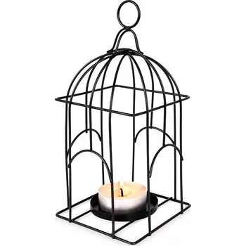 Svícen Kovový svícen na čajovou svíčku, černý, 25 cm