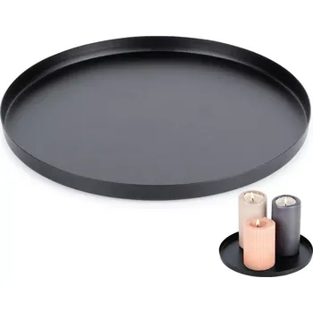 Kovový černý podnos na svíčky a dekorace 21,5 cm