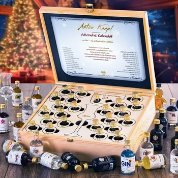 Dárkový potravinový koš CONTRABAND.ZONE - Adventní Kalendář s pálenkami Anton Kaapl MAXI Set
