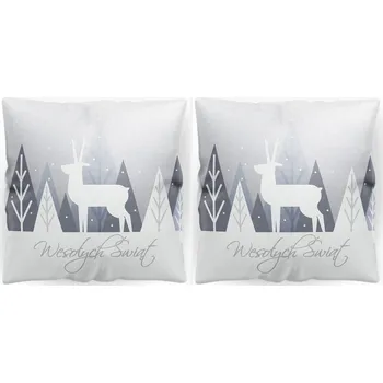 Povlečení 2x POVLEČENÍ NA POLŠTÁŘ 40x40 VÁNOČNÍ POVLEČENÍ DEKORATIVNÍ SVÁTEČNÍ POVLAČEK