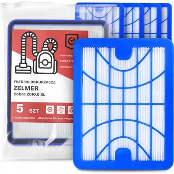 Vysavač 5x FILTR do VYSAVAČE Zelmer Cobra 2010.0 SL Vzduchový HEPA Účinný EM-W