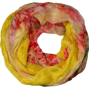 Šála Vzdušná šálka do kruhu – Duhový dotek žlutá