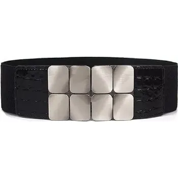 Opasek Dámský elastický pružný pásek s přezkou Peggy Černý
