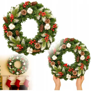 Vánoční dekorace VÁNOČNÍ VĚNEC ELEGANTNÍ SVÁTEČNÍ DEKORACE BAREVNÝ VZ8 40CM