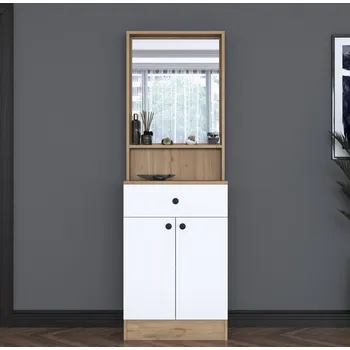 Předsíňová stěna VILAR předsíňová sestava se zrcadlem, ořech/bílá