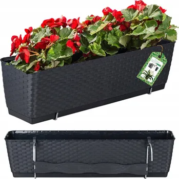 Květináč KVĚTINÁČ ZÁVĚSNÝ KVĚTINÁČ NA BALKON, TERASU, ZAHRADU, ANTRACIT ÚCHYTKY