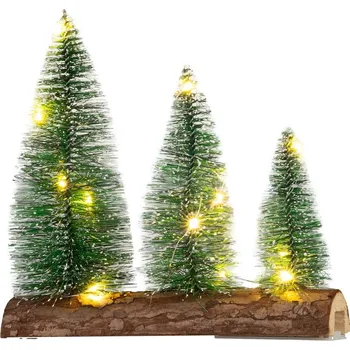 Vánoční dekorace Dekorace MagicHome Vánoce, stromky, plast, 12xLED teplá bílá, 20x5x20 cm, 2xAAA