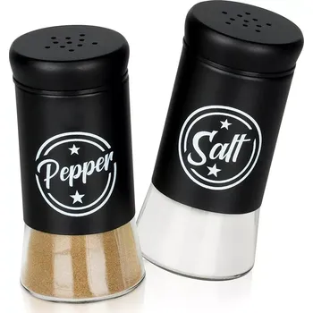 Kořenka Skleněná solnička a pepřenka, černé provedení, 2 ks