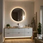 Kulaté zrcadlo s podsvícením 60 cm, duální barva, dotykový spínač, vyhřívací podložka