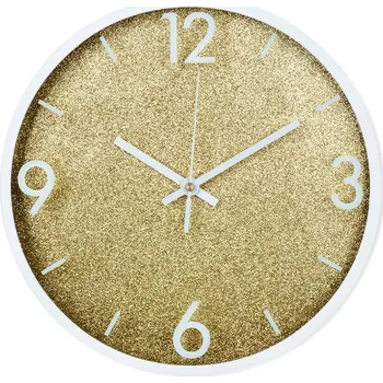 Hodiny Nástěnné hodiny zlaté a bílé 29,5 cm