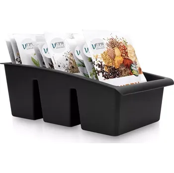 Kuchyňský organizér na sáčky s kořením, černý 25 × 15 × 9 cm