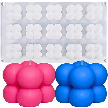 Výroba svíčky SILIKONOVÁ FORMA NA SVÍČKY ODLEVEK VOSKU MINI BUBBLE BUBLINY DIY 15v1