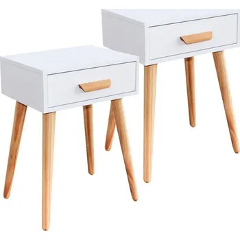 regál Set 2 nočních stolků se šuplíkem 30 x 40 x 57 cm ModernHome WYJ-085-2 WHITE