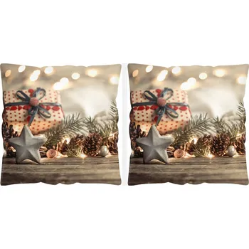 Povlečení 2x POVLEČENÍ NA POLŠTÁŘ 40x40 VÁNOČNÍ POVLEČENÍ DEKORATIVNÍ SVÁTEČNÍ POVLAČEK