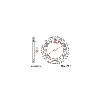Řetězová sada pro motocykl Hliníková řetězová rozeta JT JTA 1301-40BLK 40)T, nt((520 černá