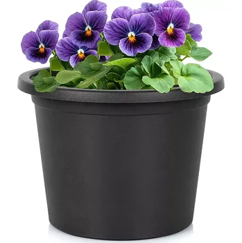 Květináč Zahradní plastový květináč černý kulatý 23 cm