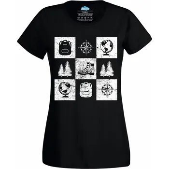 Dámské tričko Dámské tričko Lesní Výbava Cestovatele (Velikost: L, Barva: Černá)