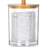 Dóza na kosmetické tamponky z akrylu s bambusovým víčkem 7 × 10 cm