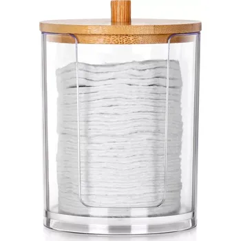 Dóza na potraviny Dóza na kosmetické tamponky z akrylu s bambusovým víčkem 7 × 10 cm