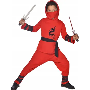 Karnevalový kostým Kostým Ninja červený Bojovník Ninjago 6-8 let 116-128 cm