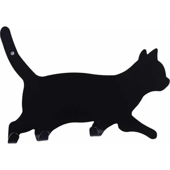 Věšák KOVový VĚŠÁK KOTEK - černá kočka na RUČNÍKY