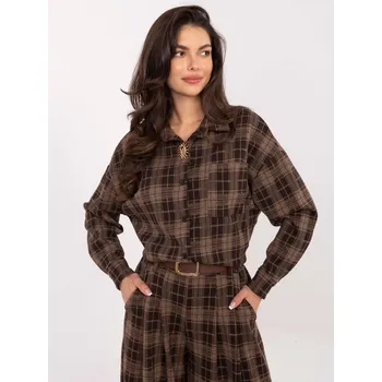 Dámská košile Hnědá dámská károvaná flanelová košile s odnímatelnou broží IT-KS-GT9880.12P-brown Velikost: ONE SIZE