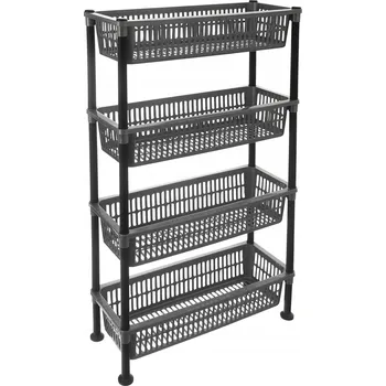 regál Koupelnový regál Korona Shops černý, odstíny šedé 20 x 50 x 80 cm