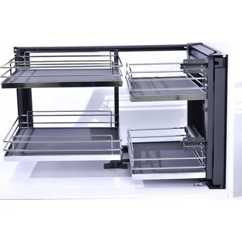 Kuchyňská skříňka Magic Corner Simply pravý rohový koš 90cm plné dno chrom dovírání