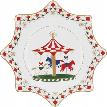 Vánoční dekorace Sada 2 talířů hvězda 20 cm porcelán Vánoční kolotoč sváteční